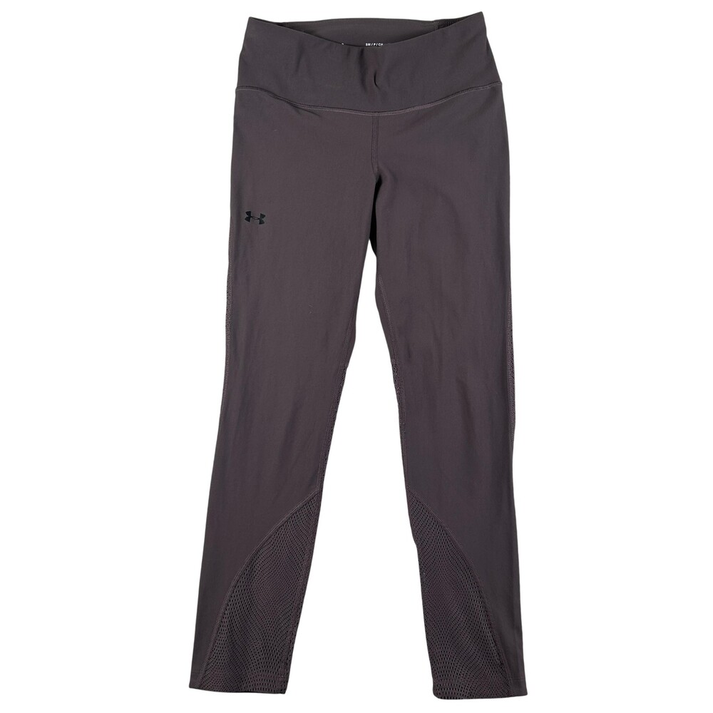 Under Armour Leggings Womens Small HeatGear Ankle Mesh Mauve High Rise Yoga